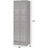 Casiers, 6 niveaux, Acier, Démonté, Module de rangement industriel pour vestiaires