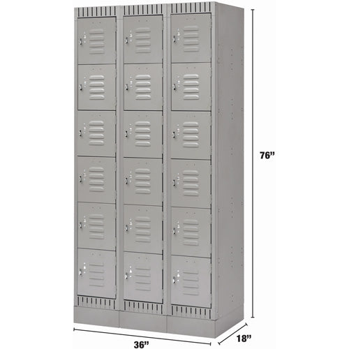 Casiers, 6 niveaux, Acier, Démonté, Module de rangement industriel pour vestiaires