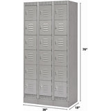 Casiers, 6 niveaux, Acier, Démonté, Module de rangement industriel pour vestiaires