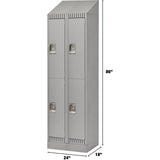 Casiers, 2 niveaux, Bloc de 2, 24" x 18" x 86", Acier, Gris, Démonté - FL409