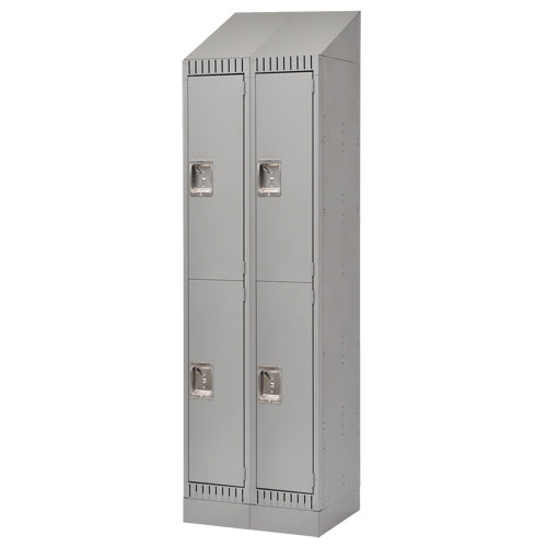 Casiers, 2 niveaux, Bloc de 2, 24" x 18" x 86", Acier, Gris, Démonté - FL409