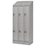 Casiers, 2 niveaux, Bloc de 3, 36" x 18" x 86", Acier, Gris, Démonté - FL410