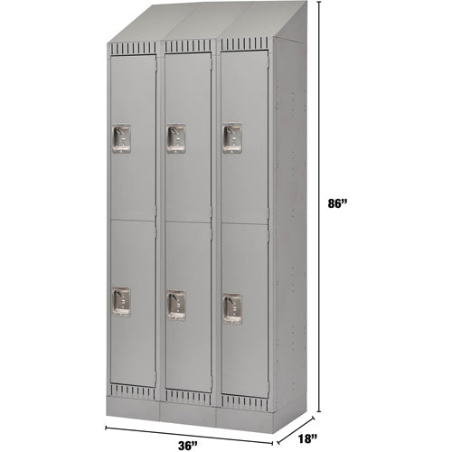 Casiers, 2 niveaux, Bloc de 3, 36" x 18" x 86", Acier, Gris, Démonté - FL410