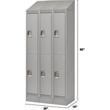 Casiers, 2 niveaux, Bloc de 3, 36" x 18" x 86", Acier, Gris, Démonté - FL410