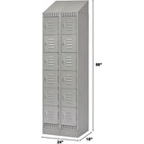 Casiers, 6 niveaux, Bloc de 2, 24" x 18" x 86", Acier, Gris, Démonté - FL413