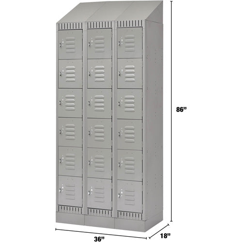 Casiers, 6 niveaux, Bloc de 3, 36" x 18" x 86", Acier, Gris, Démonté - FL414