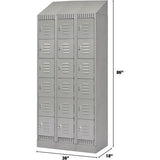 Casiers, 6 niveaux, Bloc de 3, 36" x 18" x 86", Acier, Gris, Démonté - FL414