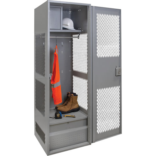 Casier pour équipement avec porte, Acier, 24" la x 24" p x 72" h, Gris - FN466
