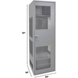 Casier pour équipement avec porte, Acier, 24" la x 18" p x 72" h, Gris - FN467