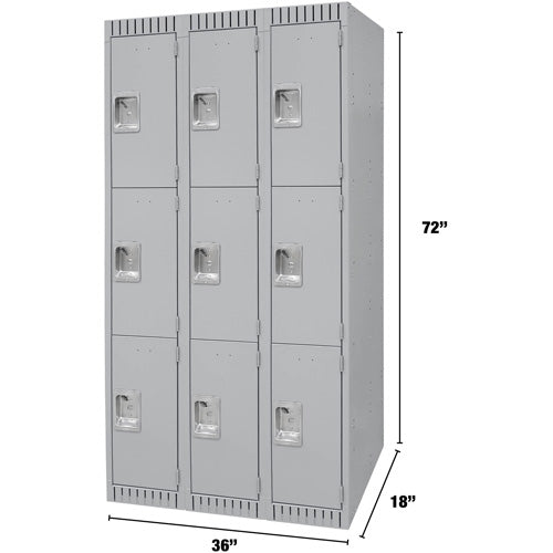 Casiers, 3 niveaux, Bloc de 3, 36" x 18" x 72", Acier, Gris, Démonté - FN474