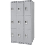 Casiers, 3 niveaux, Bloc de 3, 36" x 18" x 72", Acier, Gris, Démonté - FN474