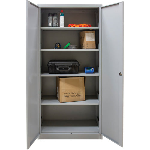 Armoires de rangement Hi-Boy, Acier, 4 Tablettes, 72" h x 36" la x 18" P, Gris - FN657