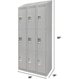 Casiers, 3 niveaux, Bloc de 3, 36" x 18" x 82", Acier, Gris, Démonté - FN666