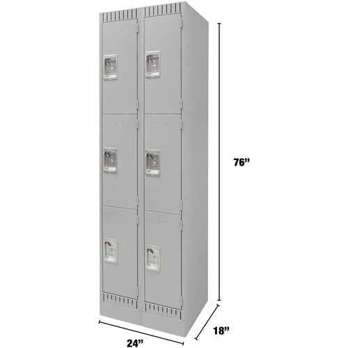 Casiers, 3 niveaux, Bloc de 2, 24" x 18" x 76", Acier, Gris, Démonté - FN668