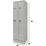 Casiers, 3 niveaux, Bloc de 2, 24" x 18" x 76", Acier, Gris, Démonté - FN668