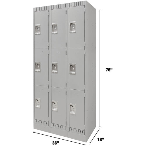 Casiers, 3 niveaux, Bloc de 3, 36" x 18" x 76", Acier, Gris, Démonté - FN669