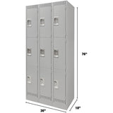 Casiers, 3 niveaux, Bloc de 3, 36" x 18" x 76", Acier, Gris, Démonté - FN669