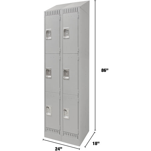 Casiers, 3 niveaux, Bloc de 2, 24" x 18" x 86", Acier, Gris, Démonté - FN671