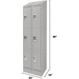Casiers, 3 niveaux, Bloc de 2, 24" x 18" x 86", Acier, Gris, Démonté - FN671
