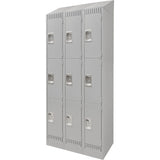 Casiers, 3 niveaux, Bloc de 3, 36" x 18" x 86", Acier, Gris, Démonté - FN672