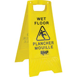 Panneau d'avertissement "Plancher mouillé", Bilingue avec pictogramme - JD391