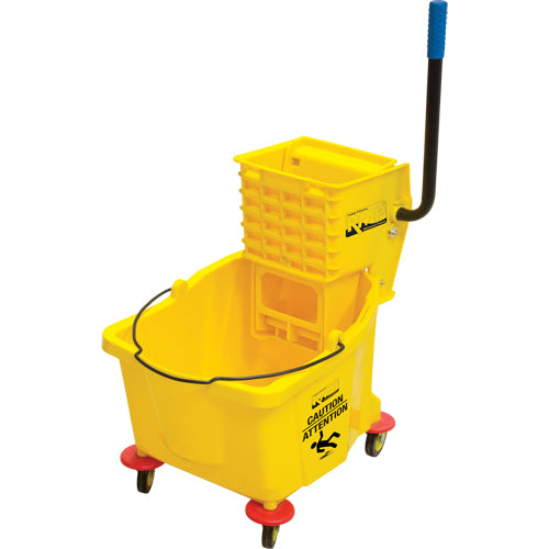 Mop Bucket and Wringer, Side Press, 9.5 US gal. (38 pints), Yellow - JG811