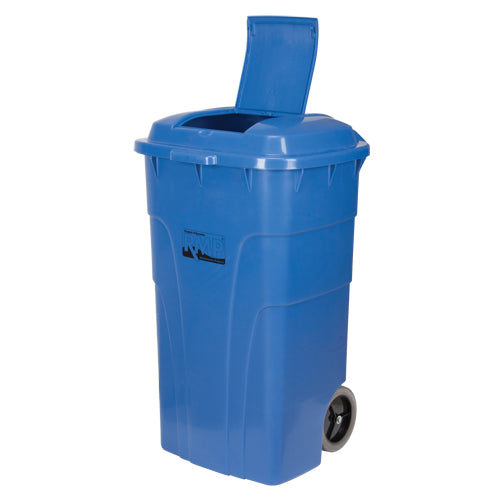 Rolling Recycling Bin, Curbside, Polyethylene, 65 US gal. - JH478