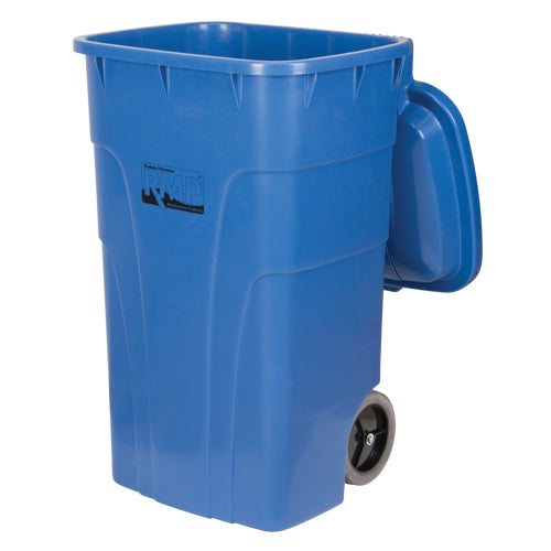 Rolling Recycling Bin, Curbside, Polyethylene, 65 US gal. - JH478
