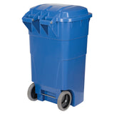 Rolling Recycling Bin, Curbside, Polyethylene, 65 US gal. - JH478