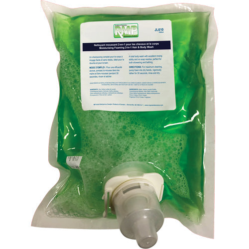 Moisturizing Body and Hair Soap, 1 L, Green Apple, Cartridge Bag - JL610