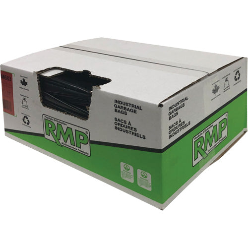 Black industrial grade waste bags, open top, various sizes and thicknesses available