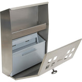 Ashtray, Wall Mounted, Stainless Steel, Capacity 1.6 Liters, Height 13-4/5" - JN619