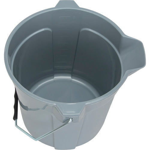 Round Bucket with Pour Spout, 2.64 US gal (10.57 pint) Capacity, Gray - JP785
