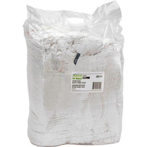 Chiffons fabriqués à partir de matériaux recyclés, Coton, Blanc, 25 lb - JQ111