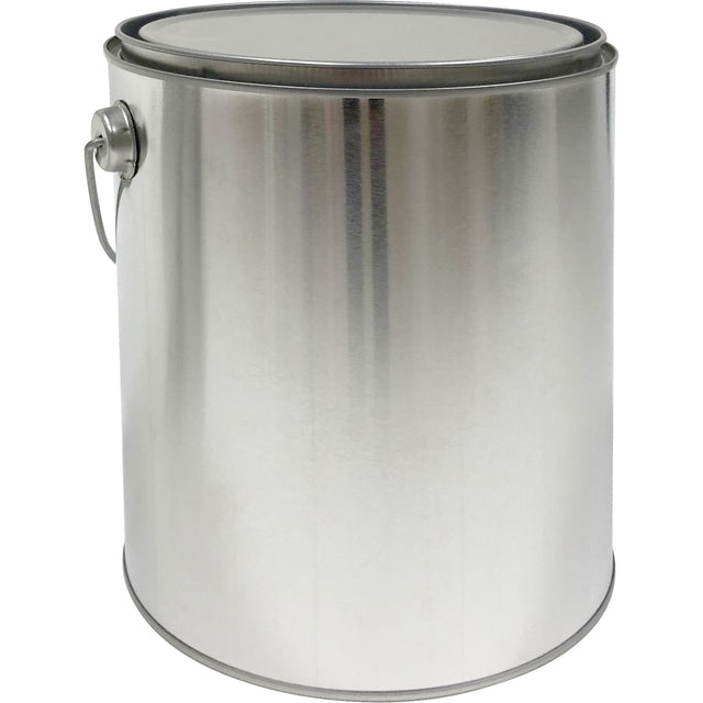 Unlined 1-gallon metal paint can with wire handle and lid