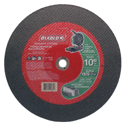 Lame abrasive Diablo 10 po pour coupe de maçonnerie, disque noir et rouge