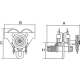 Chariot réglable avec plaques de sécurité, 1000 lb (0,5 tonne) Capacité, 2-5/16" - 4-14/16" - LW557