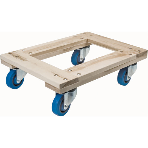 Chariots en bois franc - usage intensif, Roues en Caoutchouc, Capacité de 1400 lb, 18" la x 24" p x 7" h - MA188