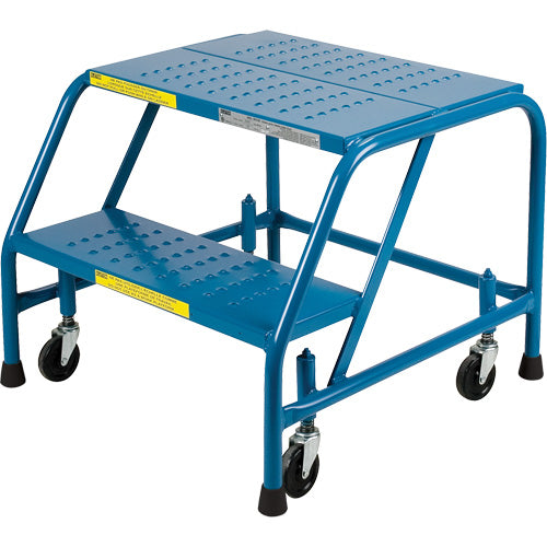 Escabeau roulant certifié par la CSA avec pied verrouillable, 2 marches, Largeur de la marche 22", Hauteur de la plateforme 19", Acier - MA612