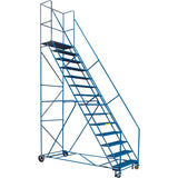 Escabeau roulant certifié par la CSA avec pied verrouillable, 14 marches, Largeur de la marche 30", Hauteur de la plateforme 128", Acier - MA625