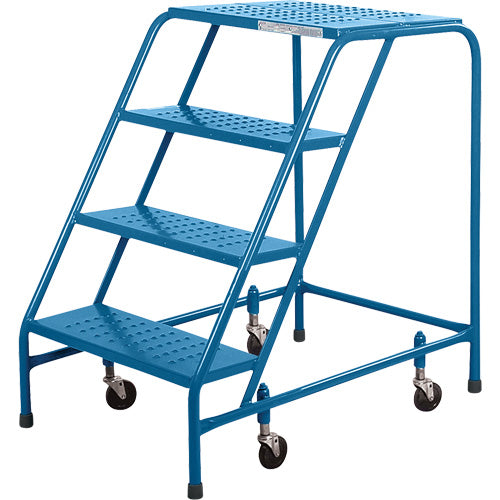 Escabeau roulant CSA avec pied verrouillable, 4 marches, Largeur de la marche 22", Hauteur de la plateforme 37", Acier - MH279
