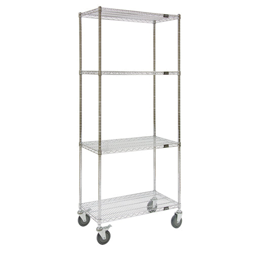 Chariots en treillis métallique, Chromé, 36" x 69" x 24", Capacité 800 lb - RL603