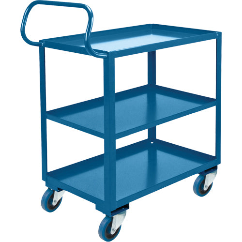 Chariot ergonomique à tablettes, 800 lb Capacité, Acier, 26" la x 37" ha x 38" p, Bordure vers le haut - MN055