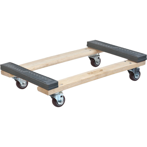 Socle roulant en bois dur à bouts avec caoutchouc, Cadre en Bois, 18" la x 24" p x 7" h, Capacité de 1400 lb - MN215