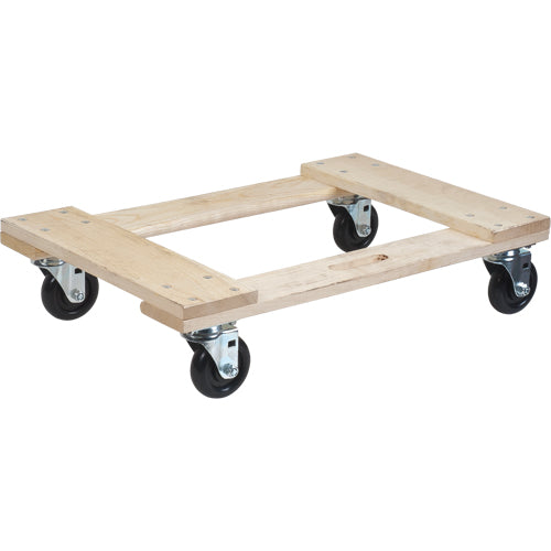 Socle roulant en bois dur, Roues en Polyoléfine, Capacité de 1000 lb, 18" la x 30" p x 7" h - MN204