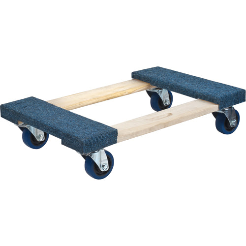 Socle roulant en bois dur à bouts avec tapis, Cadre en Bois, 18" la x 30" lo, Capacité 1400 lb - MN217