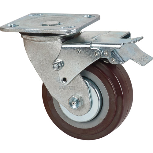 Roulette, Pivotant avec frein, 5" (127 mm), Polyuréthane, 650 lb (294 kg) - MN265