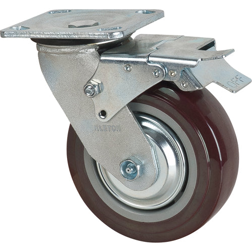 Caster, Swivel with Brake, 6" (152.4 mm), Polyurethane, 850 lb (385 kg) - MN266