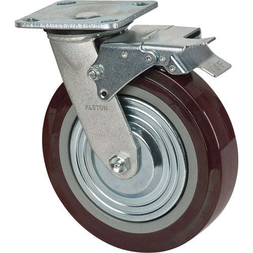 Roulette, Pivotant avec frein, 8" (203,2 mm), Polyuréthane, 1000 lb (453,6 kg) - MN267