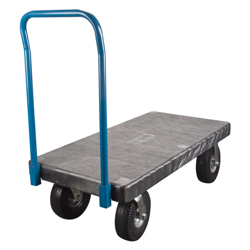 Plastic Platform Trucks, 48" L x 24" W, 900 lb Cap, Flat-Proof Wheels - MN438